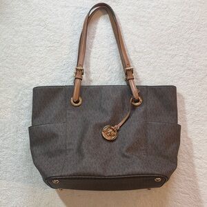 Michael Kors Marilyn Medium Dark Brown Tote with Gold Accents
